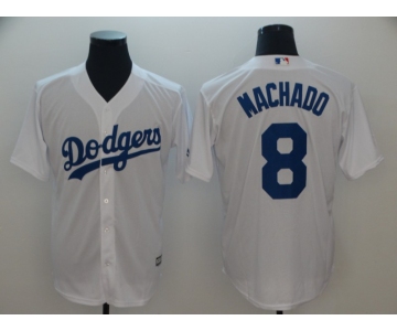 Men's Los Angeles Dodgers #8 Manny Machado White Cool Base Jersey