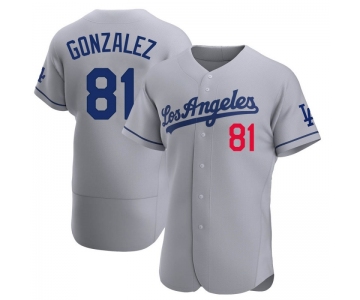 Men's Los Angeles Dodgers #81 Victor Gonzalez Authentic Gray Away Official Nike Jersey