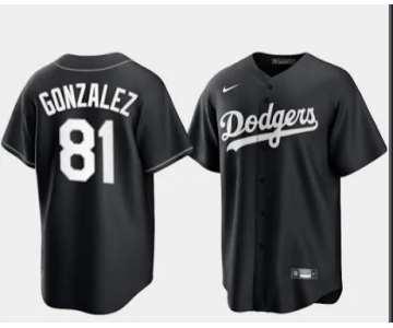 Men's Los Angeles Dodgers #81 Victor Gonzalez Black Turn Back The Clock Stitched Cool Base Jersey