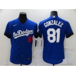 Men's Los Angeles Dodgers #81 Victor Gonzalez Blue 2021 City Connect Flex Base Stitched Jersey