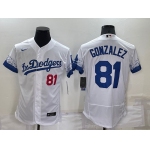 Men's Los Angeles Dodgers #81 Victor Gonzalez White 2021 City Connect Flex Base Stitched Jersey