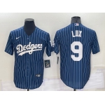 Men's Los Angeles Dodgers #9 Gavin Lux Navy Blue Pinstripe Stitched MLB Cool Base Nike Jersey