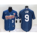 Men's Los Angeles Dodgers #9 Gavin Lux Number Rainbow Blue Red Pinstripe Mexico Cool Base Nike Jersey