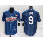 Men's Los Angeles Dodgers #9 Gavin Lux Rainbow Blue Red Pinstripe Mexico Cool Base Nike Jersey