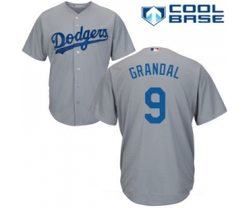 Men's Los Angeles Dodgers #9 Yasmani Grandal Gray Alternate Stitched MLB Majestic Cool Base Jersey