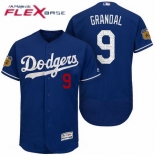 Men's Los Angeles Dodgers #9 Yasmani Grandal Royal Blue 2017 Spring Training Stitched MLB Majestic Flex Base Jersey