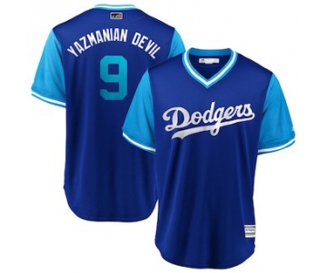 Men's Los Angeles Dodgers 9 Yasmani Grandal Yazmanian Devil Majestic Royal 2018 Players' Weekend Cool Base Jersey