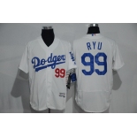 Men's Los Angeles Dodgers #99 Hyun-Jin Ryu White Home 2016 Flexbase Majestic Baseball Jersey