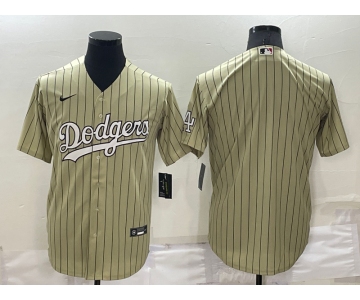 Men's Los Angeles Dodgers Blank Cream Pinstripe Stitched MLB Cool Base Nike Jersey