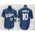 Men's Los Angeles Dodgers Blank Number Navy Blue Pinstripe Stitched MLB Cool Base Nike Jersey