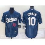 Men's Los Angeles Dodgers Blank Number Red Navy Blue Pinstripe Stitched MLB Cool Base Nike Jersey