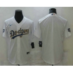 Men's Los Angeles Dodgers Blank White Gold Championship Stitched MLB Cool Base Nike Jersey