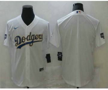 Men's Los Angeles Dodgers Blank White Gold Championship Stitched MLB Cool Base Nike Jersey