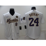 Men's Los Angeles Dodgers Front #8 Back #24 Kobe Bryant 'Mamba' White Cool Base Stitched Jersey