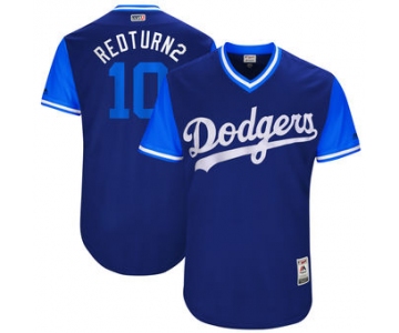 Men's Los Angeles Dodgers Justin Turner Redturn2 Majestic Royal 2017 Players Weekend Authentic Jersey