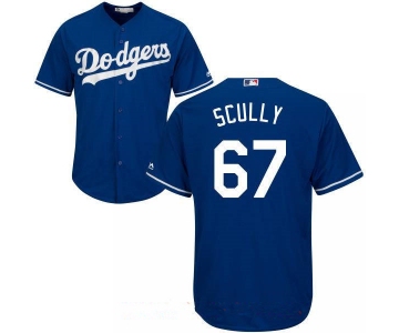 Men's Los Angeles Dodgers Sportscaster #67 Vin Scully Retired Royal Blue Stitched MLB Majestic Cool Base Jersey