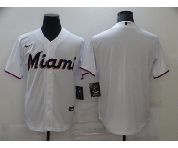 Men Miami Marlins Blank White Game Nike MLB Jerseys
