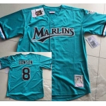 Men's Florida Marlins #8 Andre Dawson Mesh BP Teal Green Throwback Jersey