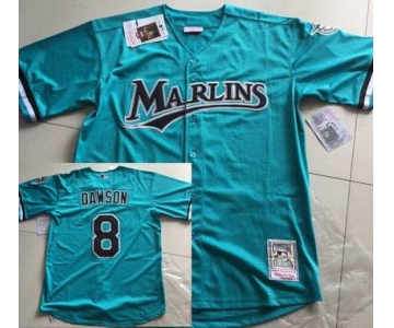 Men's Florida Marlins #8 Andre Dawson Mesh BP Teal Green Throwback Jersey