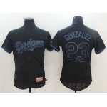 Men's Los Angeles Dodgers #23 Adrian Gonzalez Lights Out Black Fashion Stitched MLB Majestic Flex Base Jersey