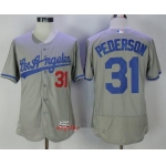 Men's Los Angeles Dodgers #31 Joc Pederson Gray Road Stitched MLB Majestic Flex Base Jersey