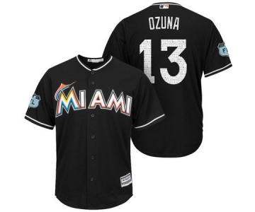 Men's Miami Marlins #13 Marchell Ozuna Black 2017 Spring Training Stitched MLB Majestic Cool Base Jersey