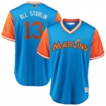 Men's Miami Marlins 13 Starlin Castro All Starlin Majestic Light Blue 2018 Players' Weekend Cool Base Jersey