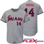 Men's Miami Marlins #14 Martin Prado Gray Stars & Stripes Fashion Independence Day Stitched MLB Majestic Flex Base Jersey