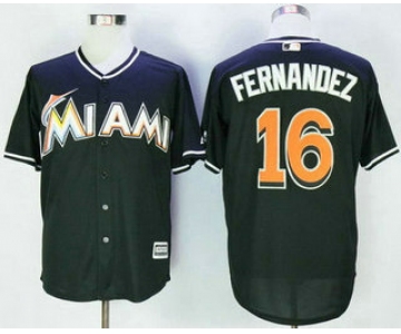 Men's Miami Marlins #16 Jose Fernandez Black Stitched MLB Majestic Cool Base Jersey