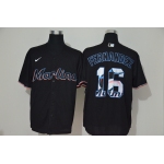 Men's Miami Marlins #16 Jose Fernandez Black Team Logo Stitched MLB Cool Base Nike Jersey