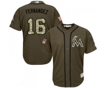 Men's Miami Marlins #16 Jose Fernandez Green Salute To Service Stitched MLB Majestic Cool Base Jersey
