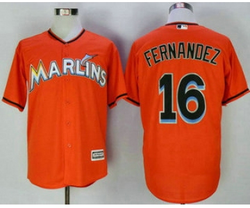 Men's Miami Marlins #16 Jose Fernandez Orange Stitched MLB Majestic Cool Base Jersey