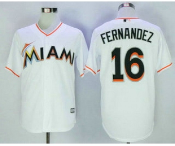 Men's Miami Marlins #16 Jose Fernandez White Home Stitched MLB Majestic Cool Base Jersey