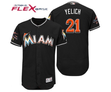 Men's Miami Marlins #21 Christian Yelich Black 2017 All-Star Patch Stitched MLB Majestic Flex Base Jersey