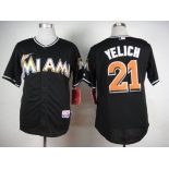 Men's Miami Marlins #21 Christian Yelich Black Jersey