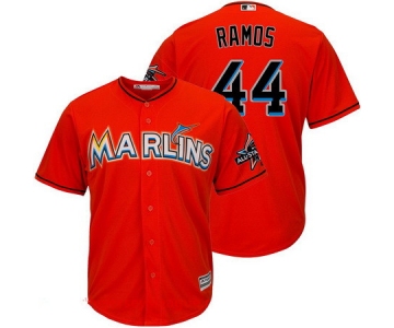 Men's Miami Marlins #44 A.J. Ramos Orange 2017 All-Star Patch Stitched MLB Majestic Cool Base Jersey