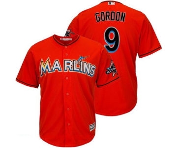 Men's Miami Marlins #9 Dee Gordon Orange 2017 All-Star Patch Stitched MLB Majestic Cool Base Jersey