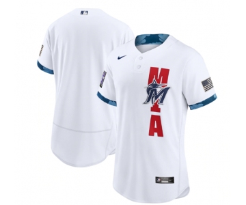 Men's Miami Marlins Blank 2021 White All-Star Flex Base Stitched MLB Jersey