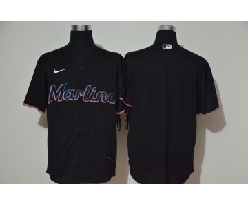 Men's Miami Marlins Blank Black Stitched MLB Cool Base Nike Jersey