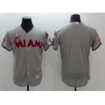 Men's Miami Marlins Blank Gray Fashion Stars & Stripes 2016 Flexbase MLB Independence Day Jersey