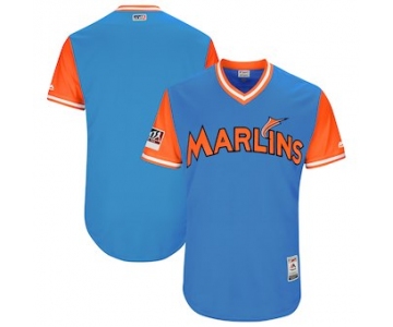 Men's Miami Marlins Blank Majestic Light Blue 2018 Players' Weekend Authentic Team Jersey