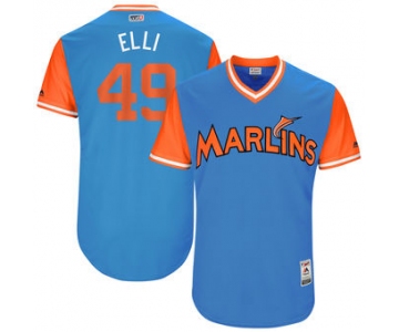 Men's Miami Marlins Brian Ellington Elli Majestic Blue 2017 Players Weekend Authentic Jersey