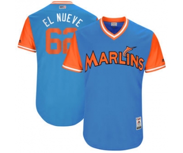 Men's Miami Marlins Jose Urena El Nueve Majestic Blue 2017 Players Weekend Authentic Jersey