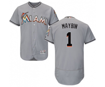 Miami marlins #1 Cameron Maybin Grey Flexbase Authentic Collection Stitched Baseball Jersey