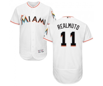 Miami marlins #11 JT Realmuto White Flexbase Authentic Collection Stitched Baseball Jersey