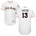 Miami marlins #13 Starlin Castro White Flexbase Authentic Collection Stitched MLB Jersey
