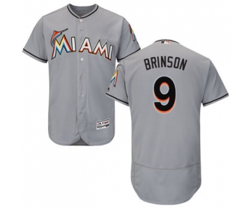 Miami marlins #9 Lewis Brinson Grey Flexbase Authentic Collection Stitched Baseball Jersey