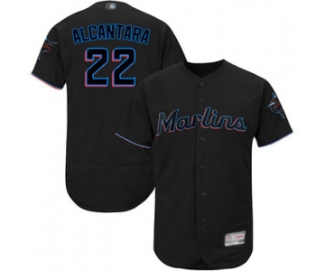 marlins #22 Sandy Alcantara Black Flexbase Authentic Collection Stitched Baseball Jersey