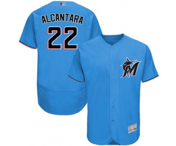 marlins #22 Sandy Alcantara Blue Flexbase Authentic Collection Stitched Baseball Jersey