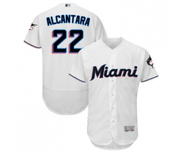 marlins #22 Sandy Alcantara White Flexbase Authentic Collection Stitched Baseball Jersey